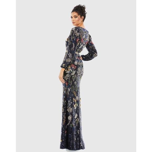 Mac Duggal 93546 Embellished Wrap Gown 18 Bishop Sleeves Formal Dress NWT $1798 - Picture 4 of 16